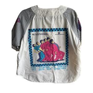 RARE Vintage 80s Esleep Boxer Madness Eric Clapton Concert Pajama Top Raglan M